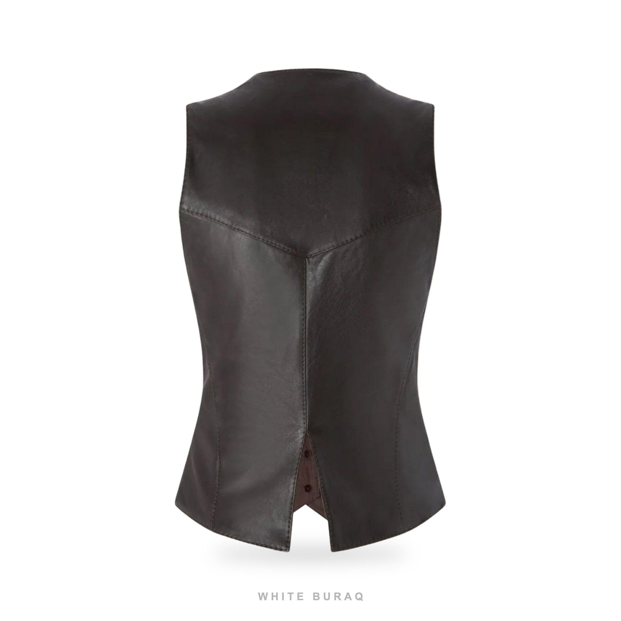 Women's Vintage Brown Lambskin Tailored Vest – view 2