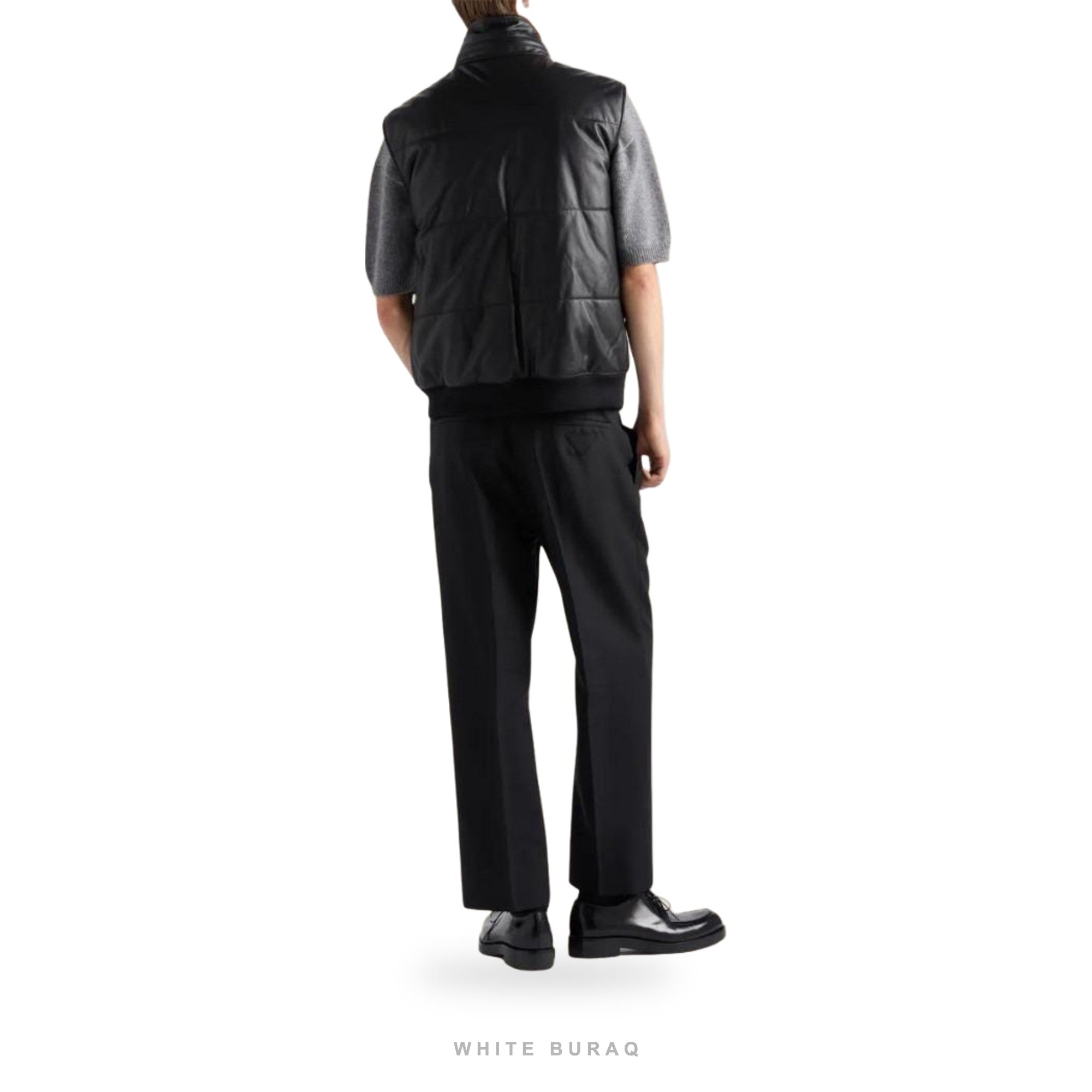 Men's Black Nappa Leather Padded Gilet – view 2