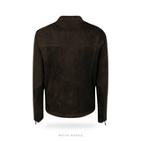 Men's Vintage Brown Suede Collarless Zip Jacket – view 4