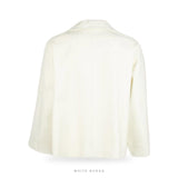 Women's White Nappa Leather Cropped Button Jacket – view 4
