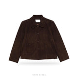 Women's Chocolate Suede Cropped Western Button-Up Jacket
