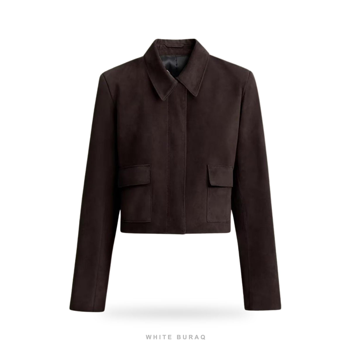Women's Brown Suede Cropped Western Shirt Jacket