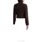 Women's Brown Suede Cropped Western Shirt Jacket – view 2