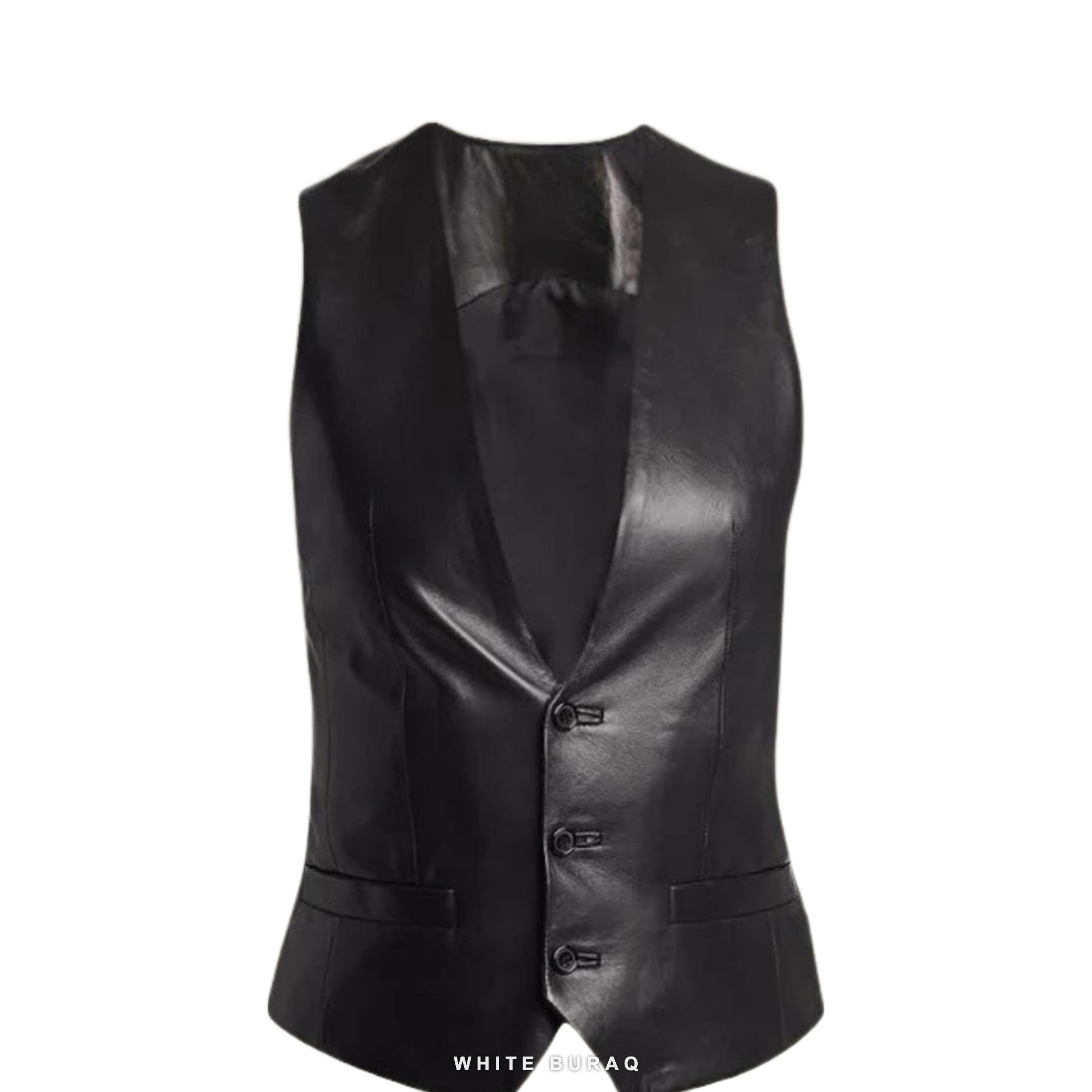Women's Black Sheepskin Deep-V Slim Vest