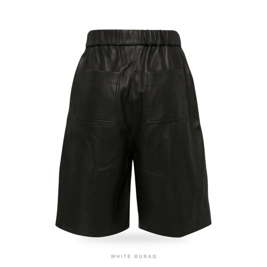 Men's Black Sheepskin Wide-Leg Leather Shorts – view 2