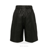 Men's Black Sheepskin Wide-Leg Leather Shorts – view 2