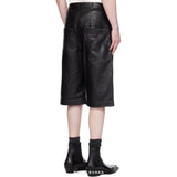 Men's Black Leather Knee-Length Biker Shorts – view 2
