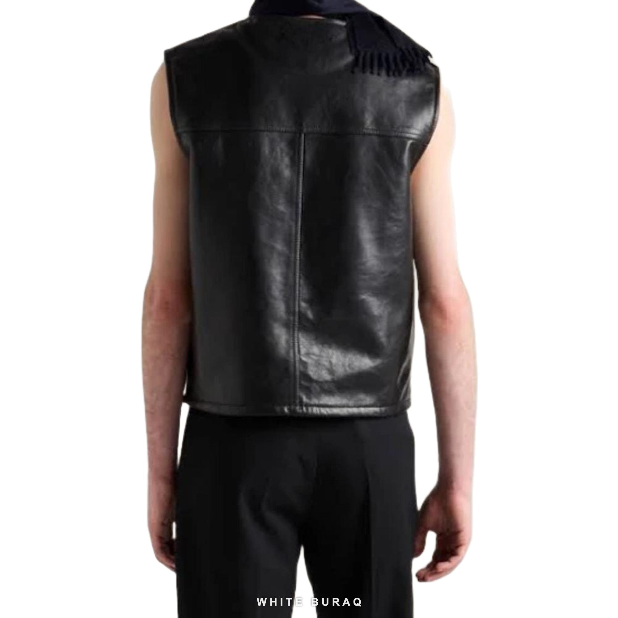 Men's Black Sheepskin V-Neck Zip Vest – view 2
