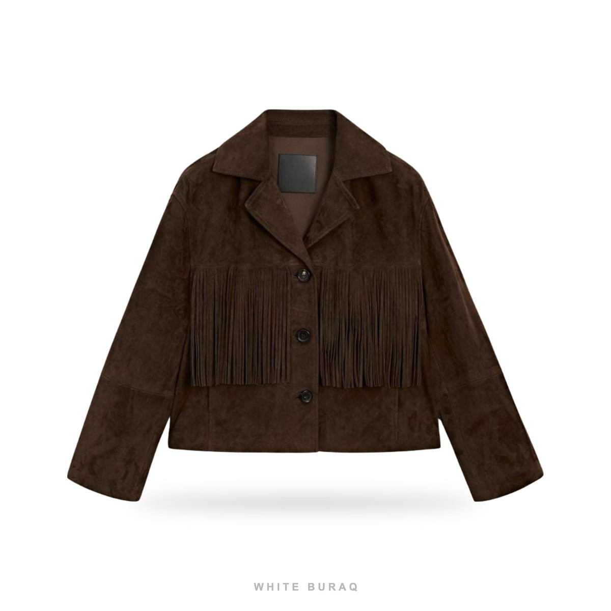 Women's Brown Suede Cropped Fringe Jacket