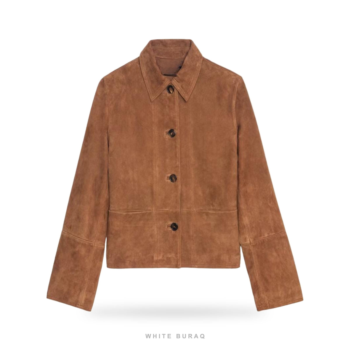Women's Brown Sheepskin Suede Button Jacket