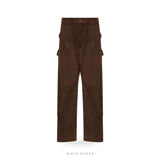 Men's Dark Brown Sheepskin Suede Utility Pants – view 2