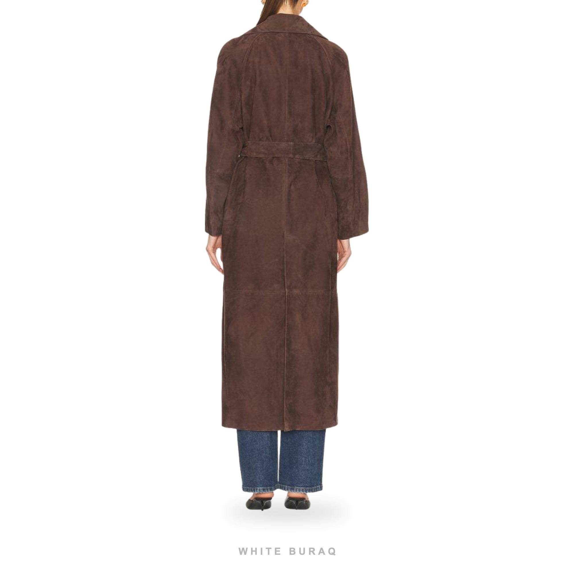 Women's Mocha Sheepskin Suede Belted Trench – view 4