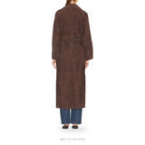 Women's Mocha Sheepskin Suede Belted Trench – view 4