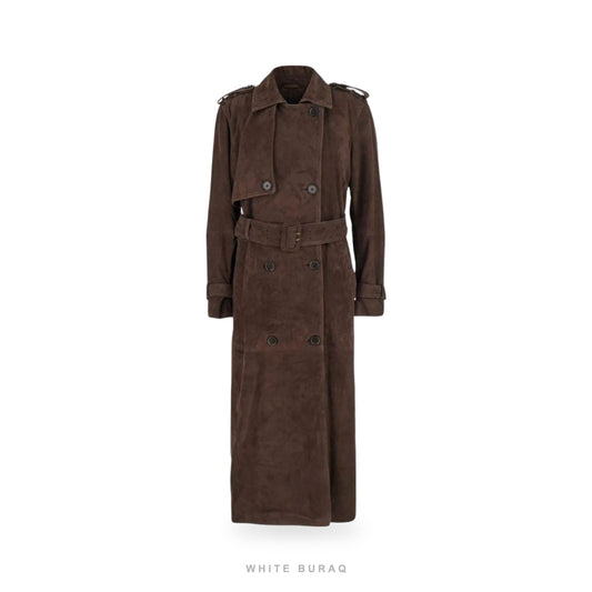 Women's Auburn Sheepskin Suede Storm-Flap Trench