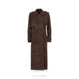 Women's Auburn Sheepskin Suede Storm-Flap Trench