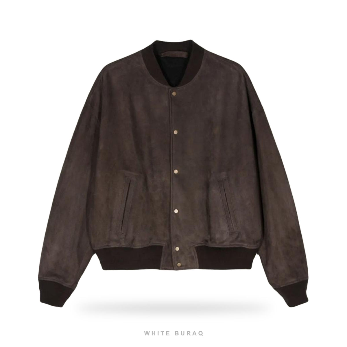 Men's Brown Suede Ribbed Bomber Jacket