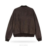 Men's Brown Suede Ribbed Bomber Jacket – view 2