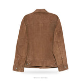 Men's Sand Beige Suede Button Bomber – view 2