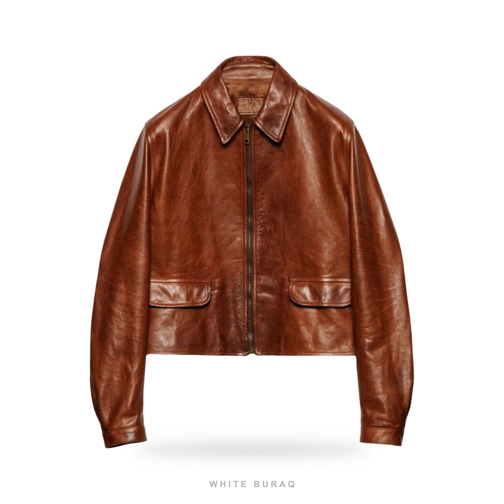 Men's Chestnut Brown Vintage Leather Bomber Jacket