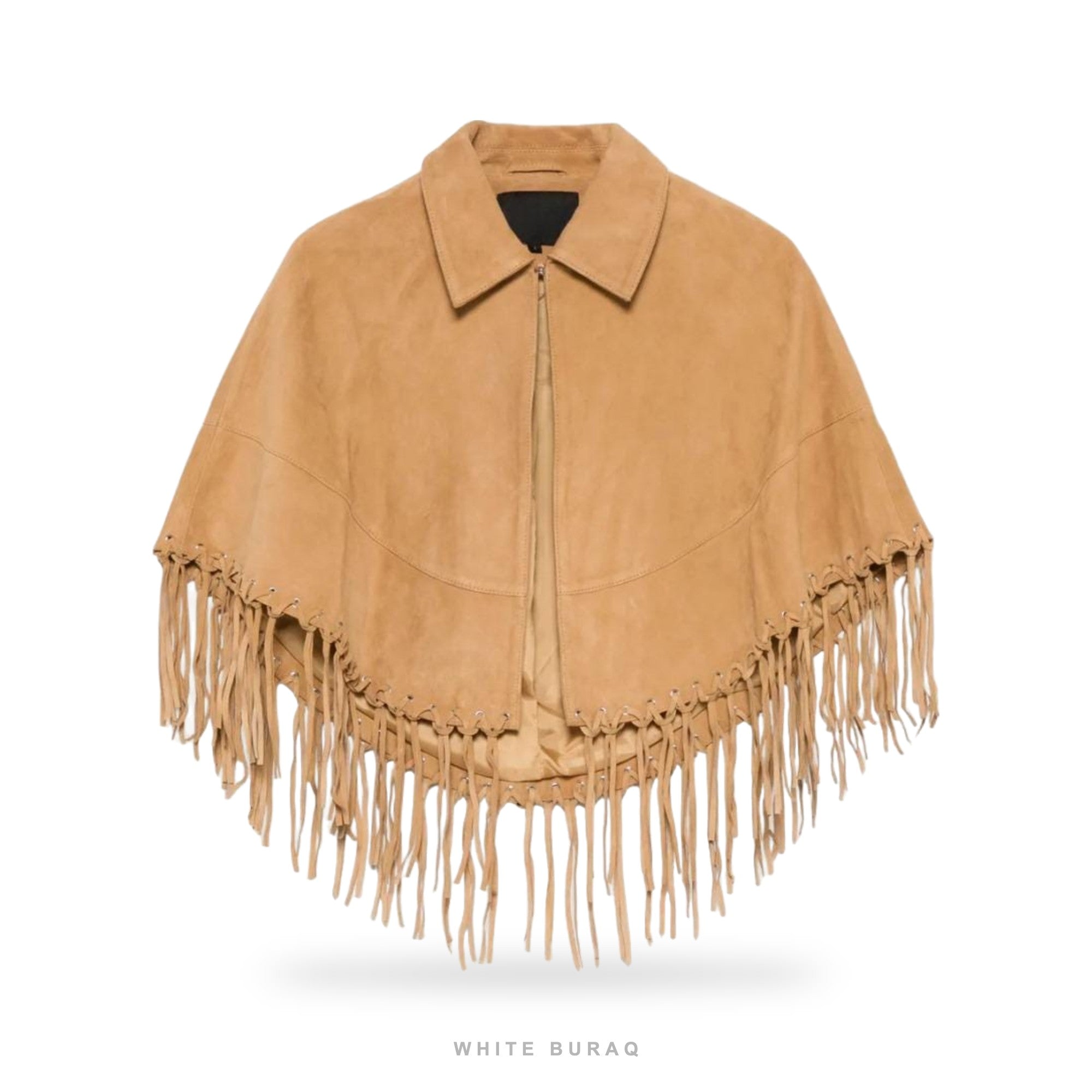 Women's Beige Suede Fringe Cape – view 4