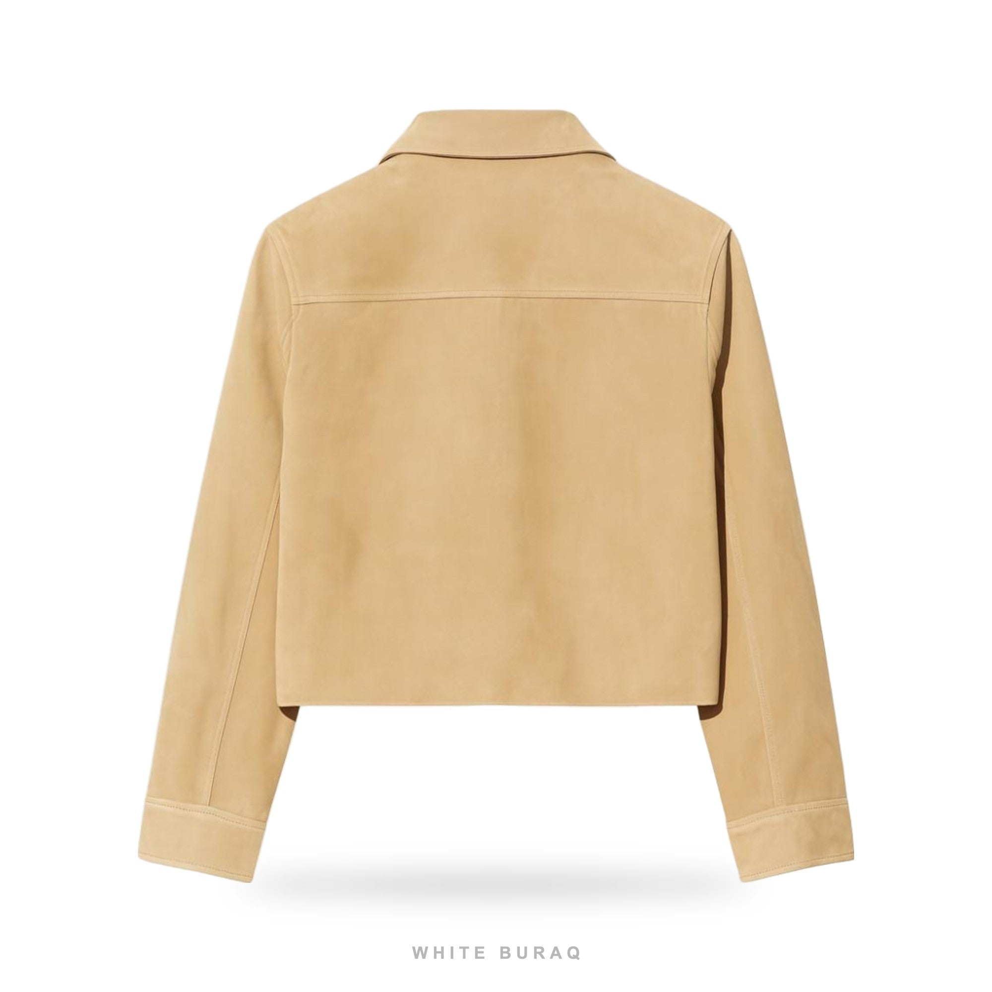 Women's Beige Suede Cropped Zip Jacket – view 4