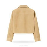 Women's Beige Suede Cropped Zip Jacket – view 4