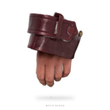 Women's Burgundy Leather High-Neck Cropped Jacket – view 4