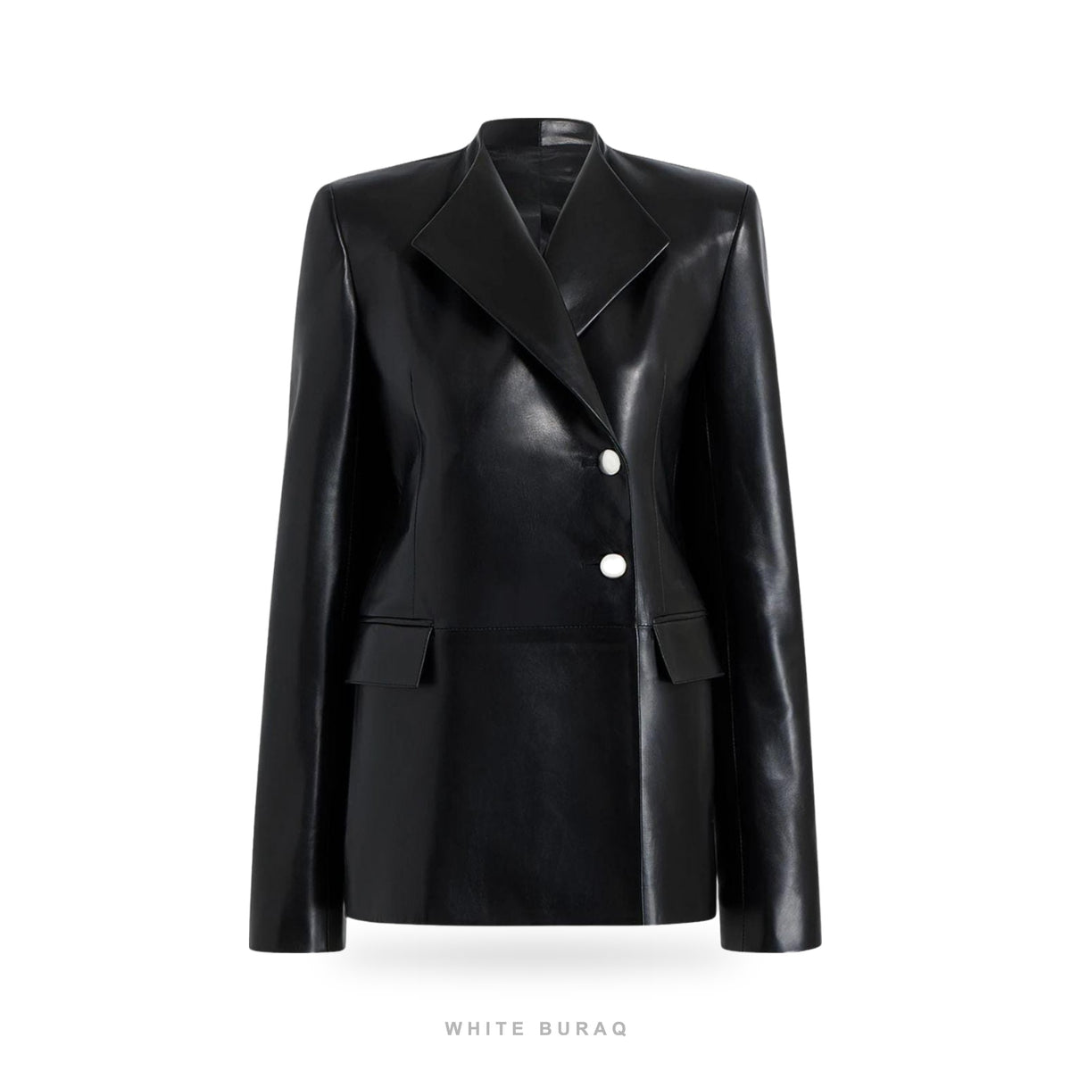 Women's Black Leather Tailored Blazer