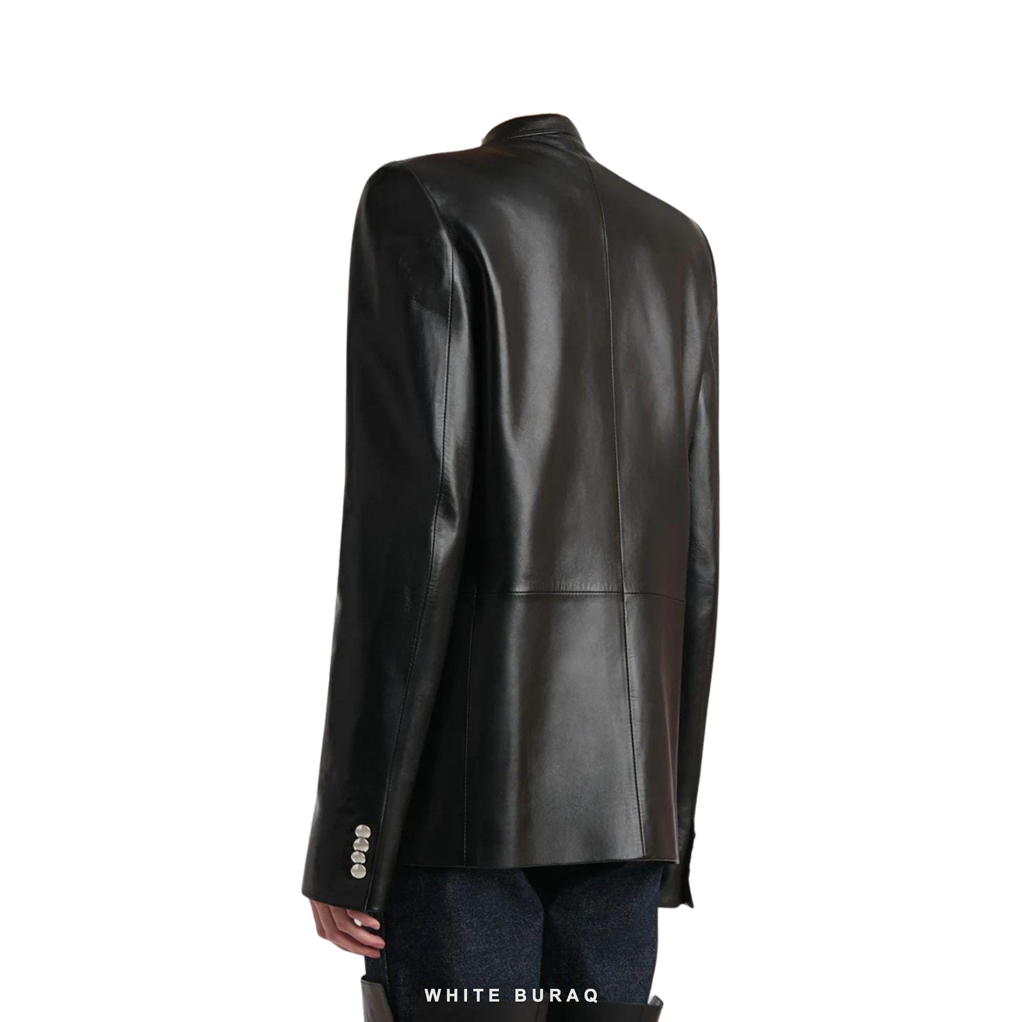 Women's Black Leather Tailored Blazer – view 2