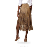 Women's Tan Suede Western Fringe Skirt – view 2
