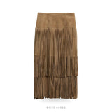 Women's Tan Suede Western Fringe Skirt – view 3