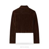 Women's Dark Brown Suede Cropped Button Jacket – view 2