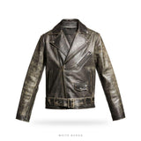 Men's Distressed Leather Vintage Moto Jacket