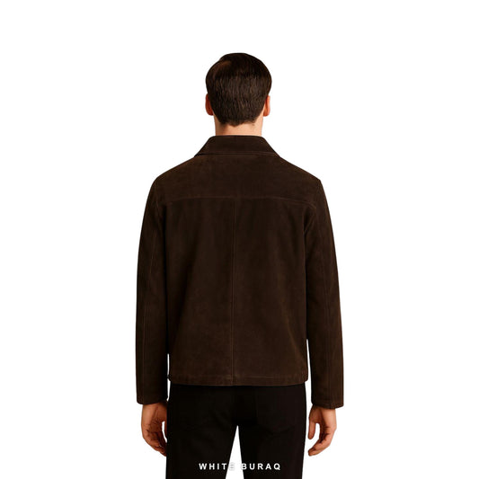Men's Rust Brown Suede Button-Front Bomber – view 2