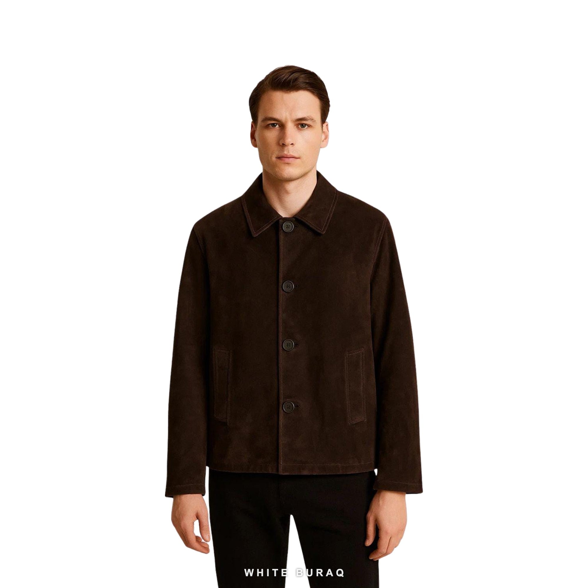 Men's Rust Brown Suede Button-Front Bomber – view 4