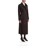 Women's Dark Brown Suede Belted Cuff-Detail Trench – view 2