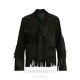 Men's Black Suede Western Fringe Jacket