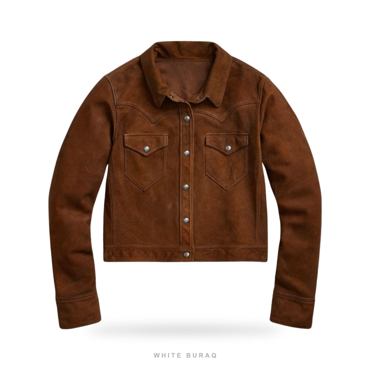 Women's Brown Suede Cropped Western Snap Jacket
