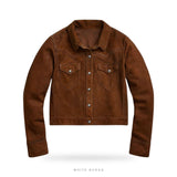 Women's Brown Suede Cropped Western Snap Jacket