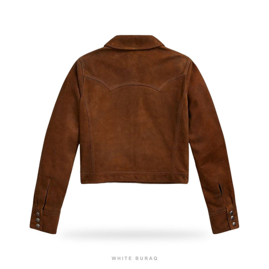 Women's Brown Suede Cropped Western Snap Jacket – view 2