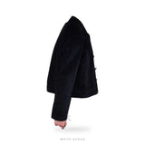 Men's Black Suede Cropped Button Jacket – view 3