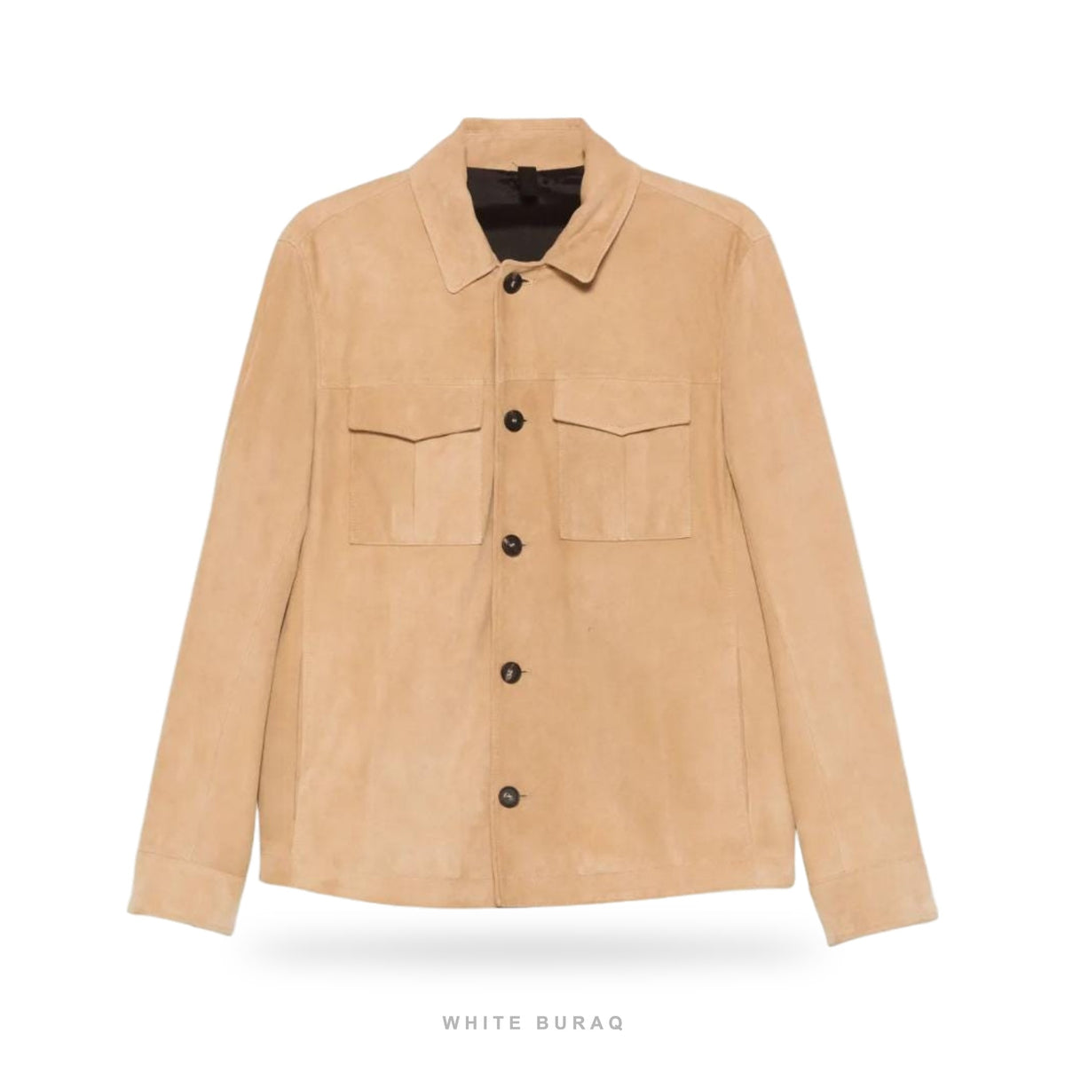 Men's Tan Suede Button Shirt Jacket