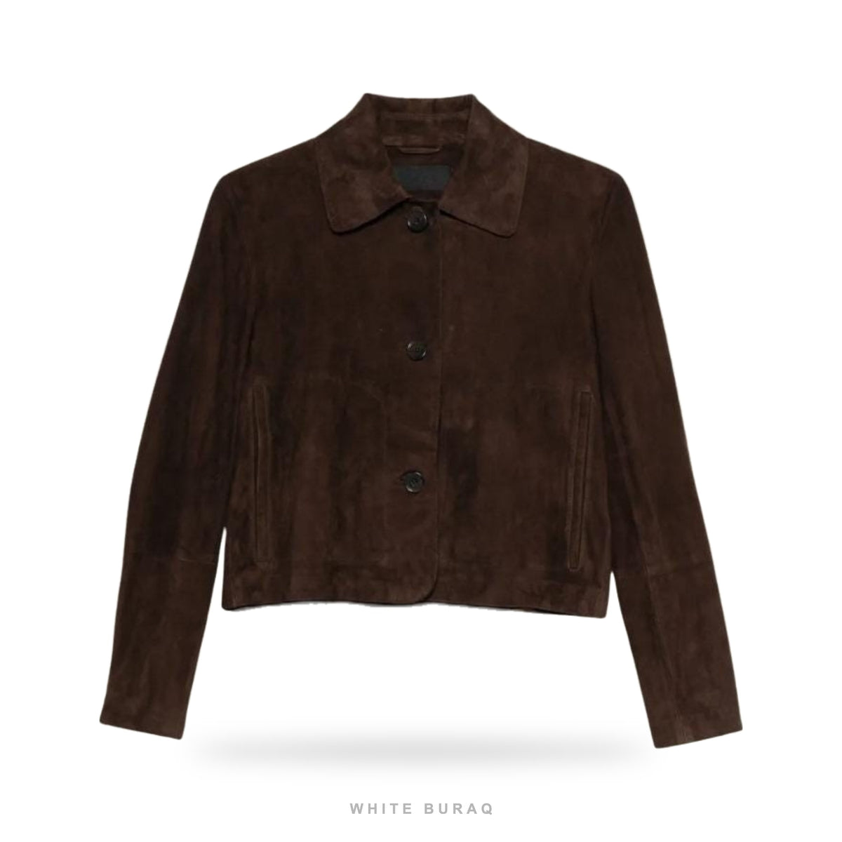 Women's Dark Brown Suede Minimal Cropped Bomber