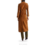 Women's Brown Suede Double-Breasted Belted Overcoat – view 2