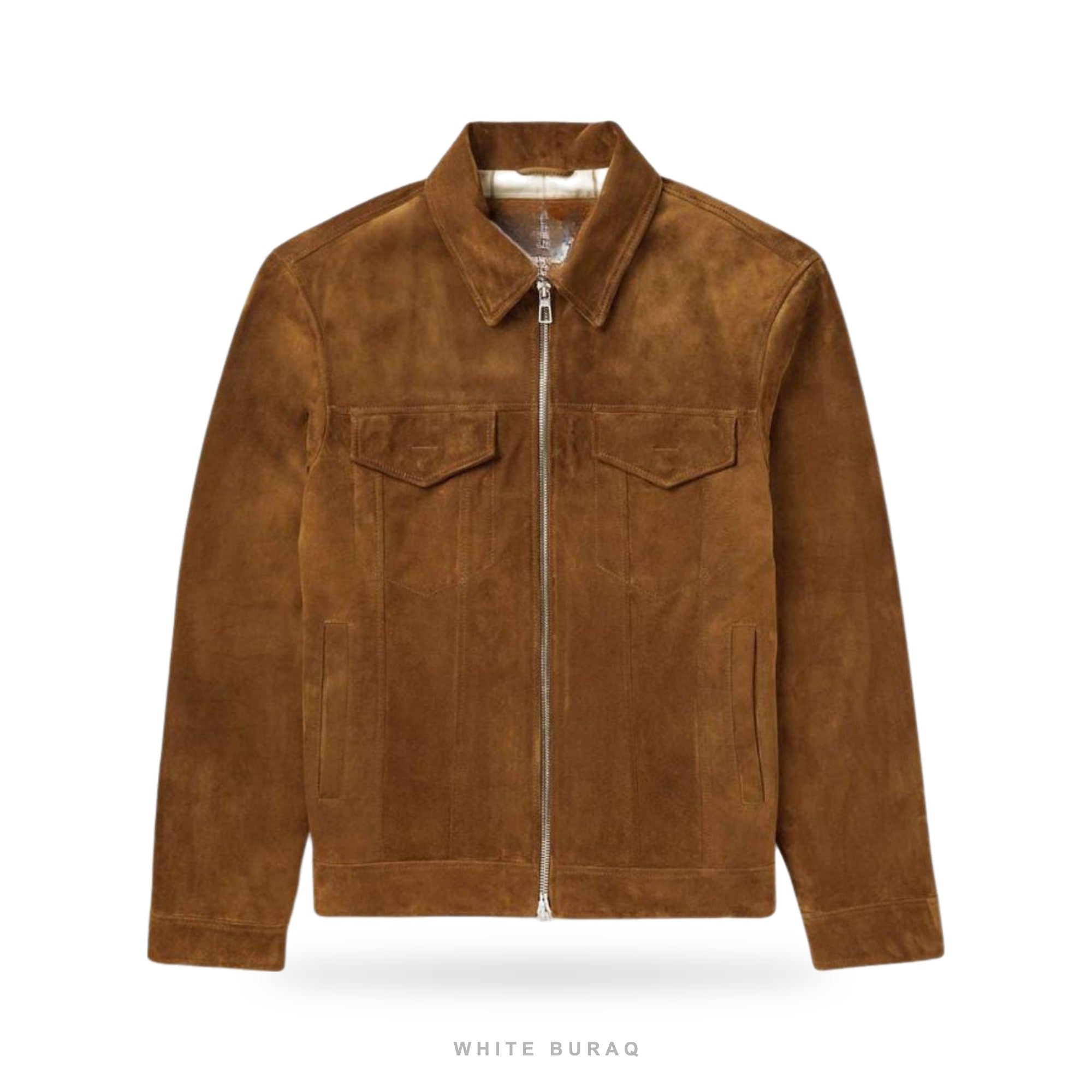 Men's Brown Suede Flap-Pocket Bomber – view 3