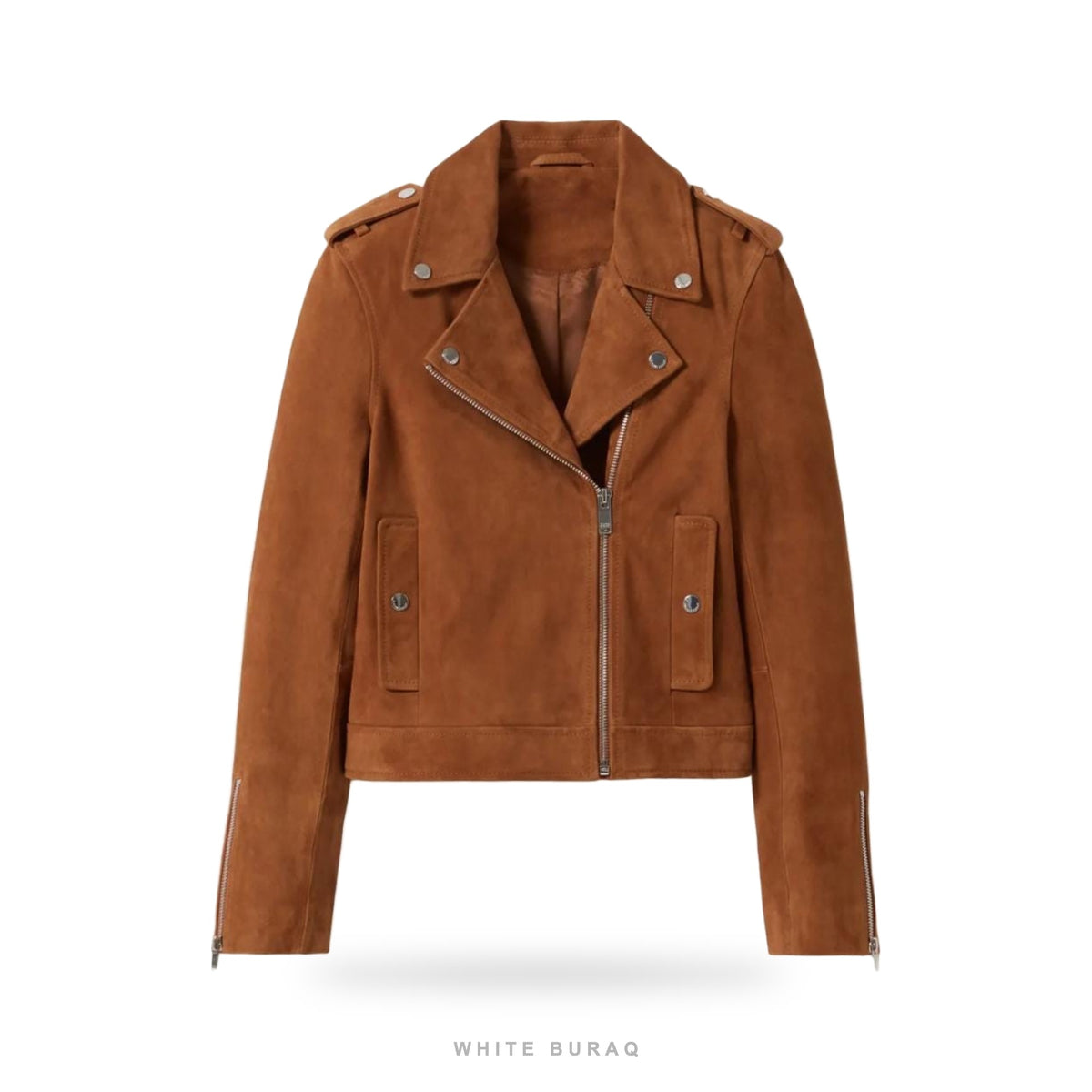 Women's Brown Suede Cropped Biker Jacket