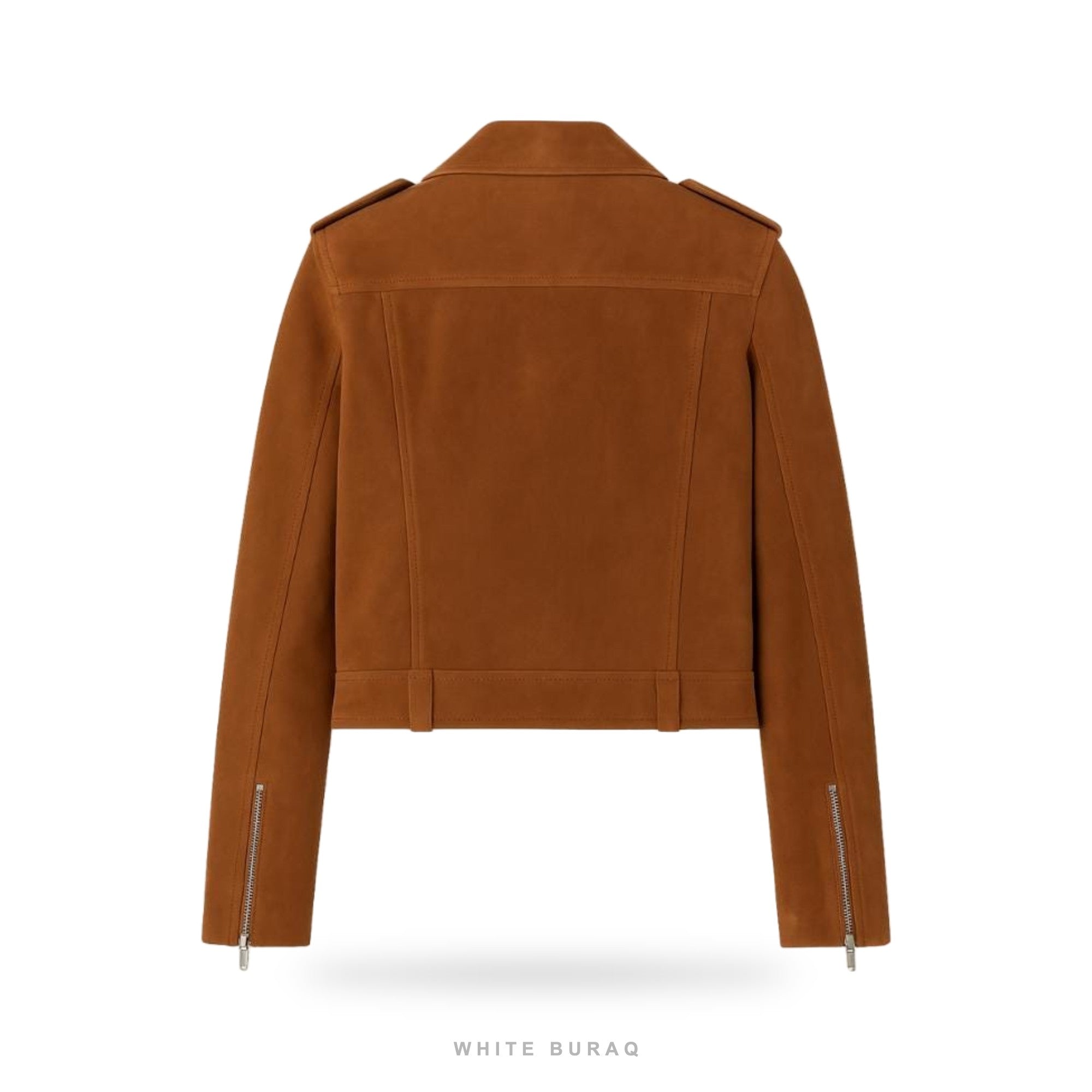 Women's Brown Suede Cropped Biker Jacket – view 2