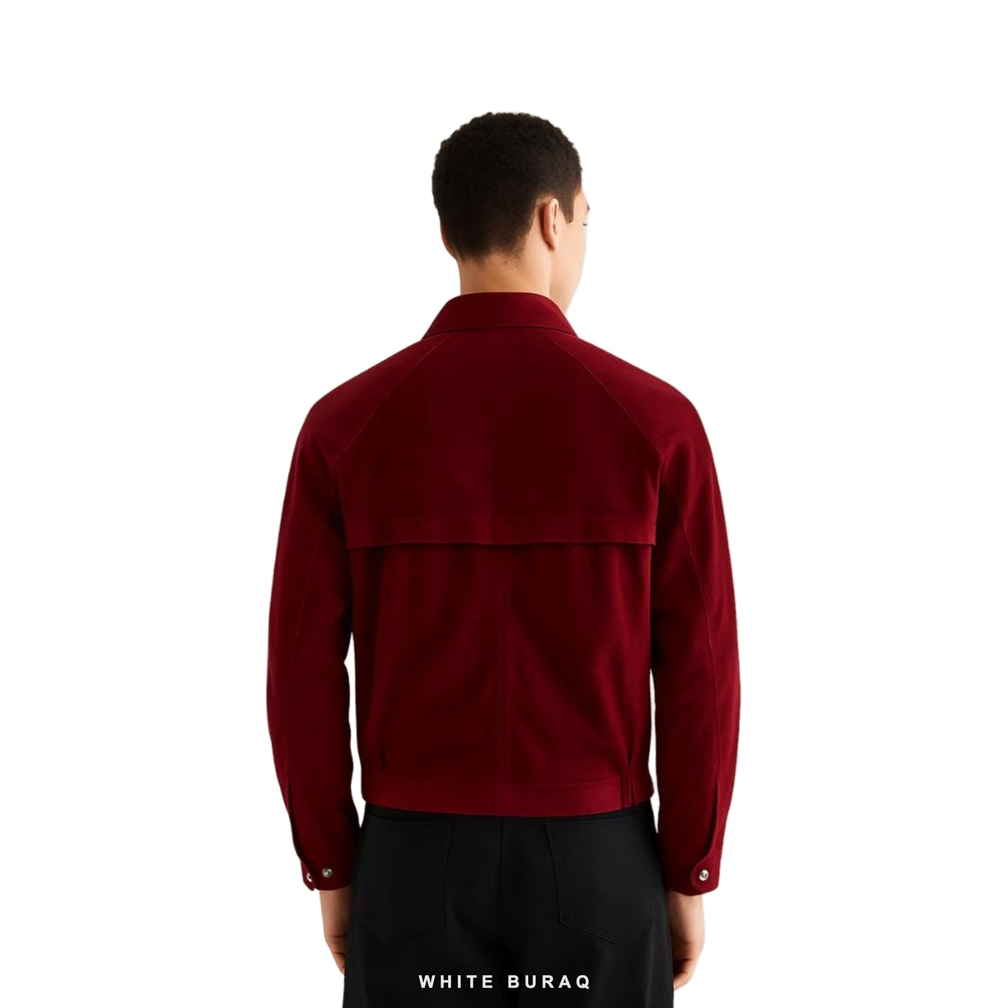 Men's Red Suede Raglan Zip Jacket – view 2