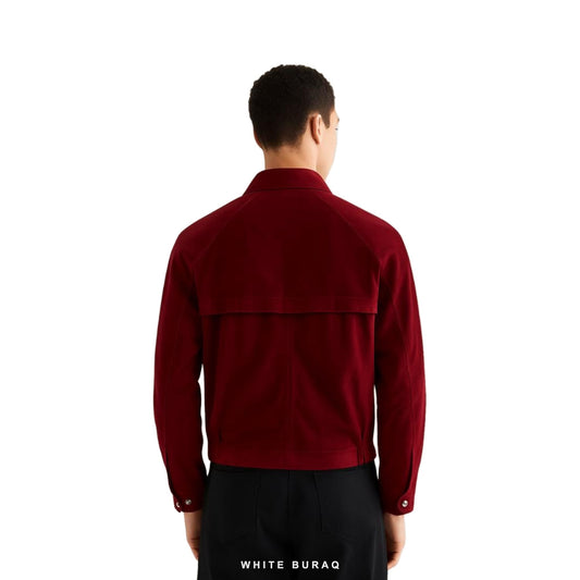 Men's Red Suede Raglan Zip Jacket – view 2