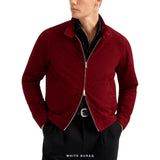 Men's Red Suede Raglan Zip Jacket – view 3